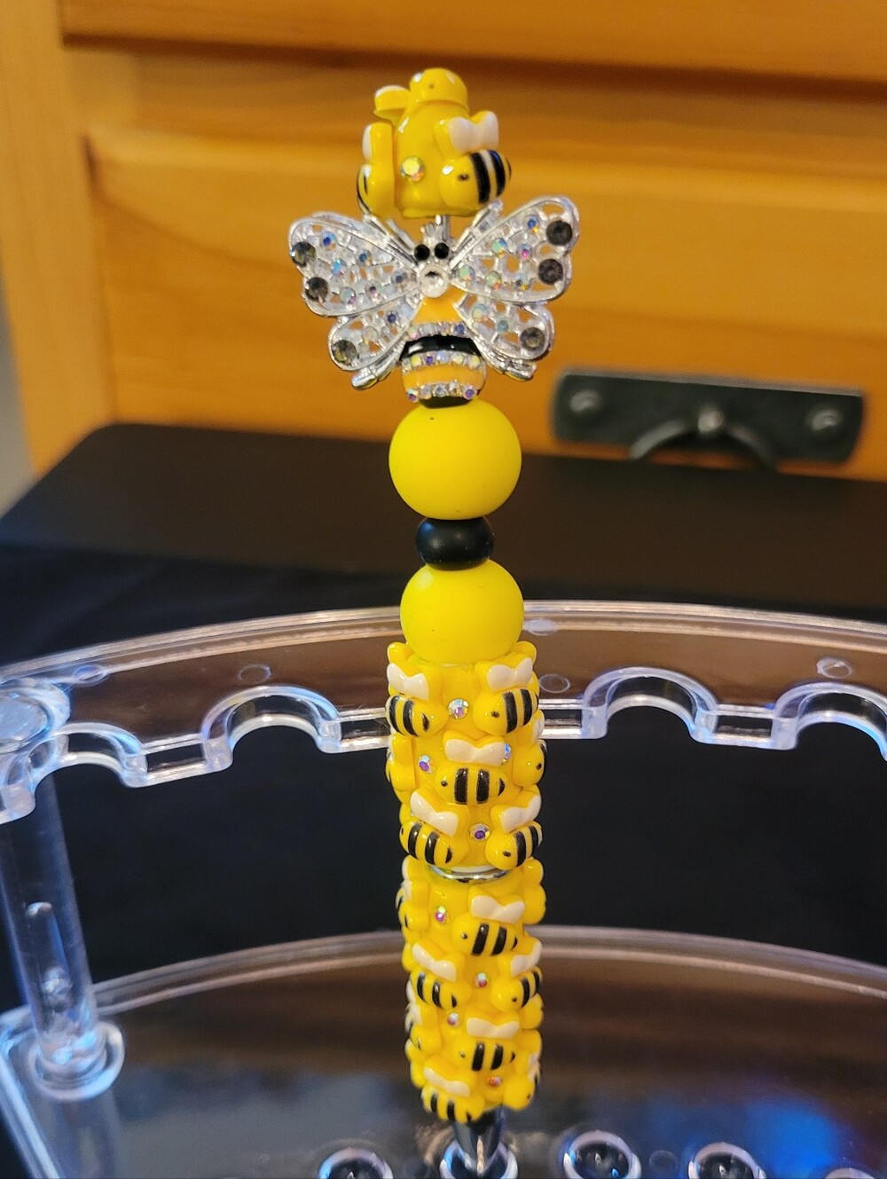 Yellow Bee Charm Drop Handmade Pen